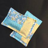 Handmade Patchwork Yellow and Pale Blue Patchwork Pouch Filled with Yorkshire Lavender