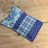 Handmade Blue Spotty Checked and Floral Patchwork Pouch Filled with Yorkshire Lavender