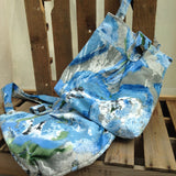 Handmade in Yorkshire vintage fabric bag blue and grey